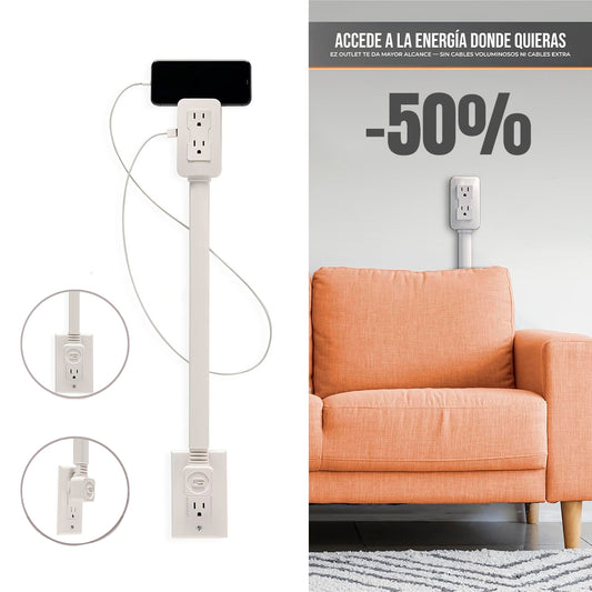 Toma Corriente Extensible con Puerto USB.